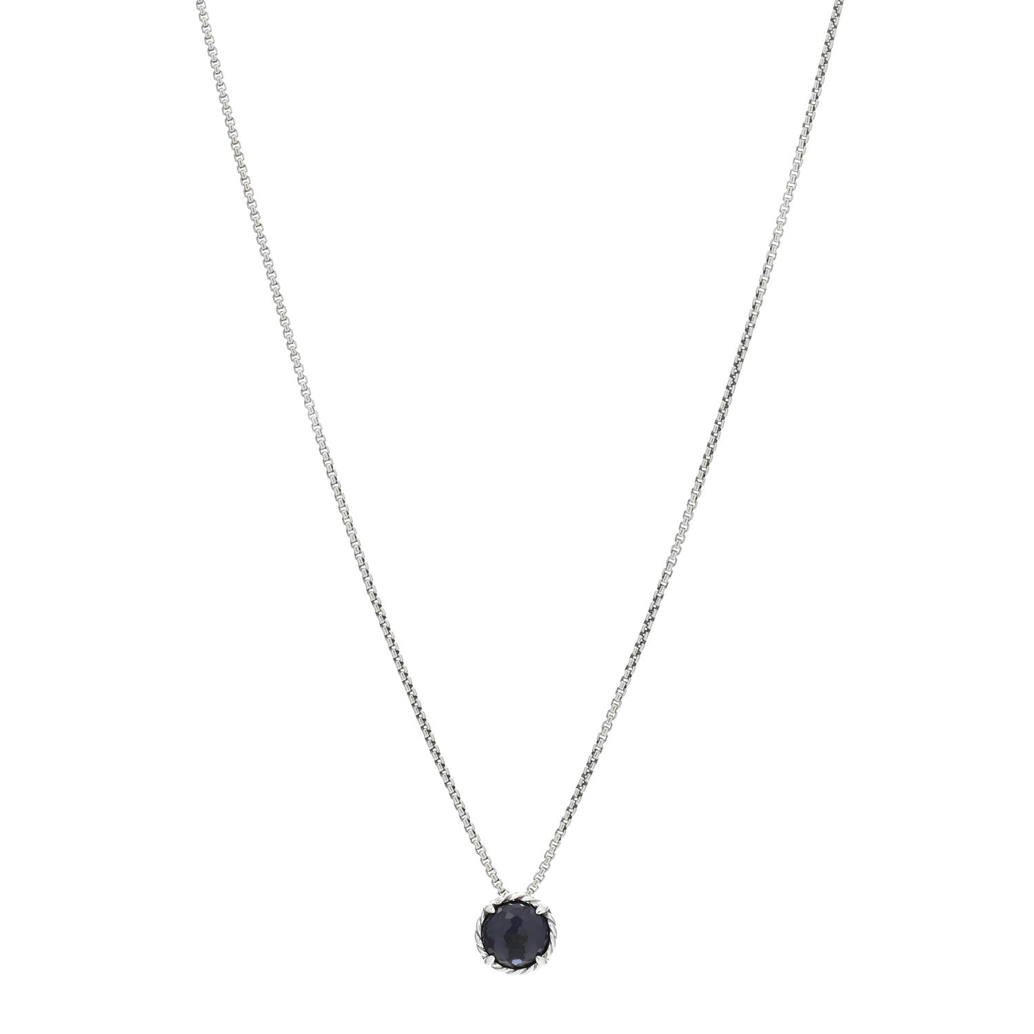 David Yurman Sterling Silver Black Orchid 8mm Petite Chatelaine Pendant Necklace 1 of 4