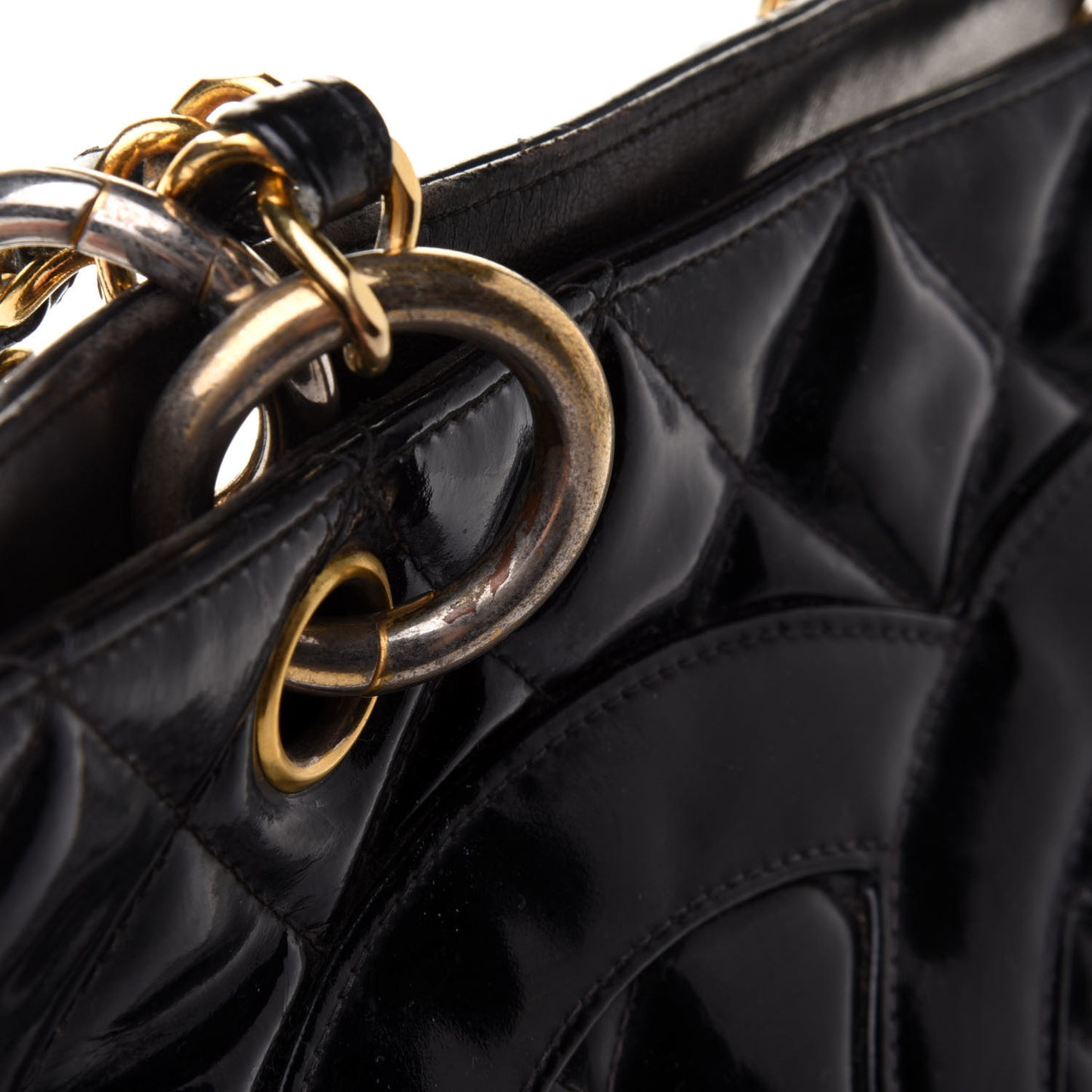 Patent Quilted Grand Shopping Tote GST Black