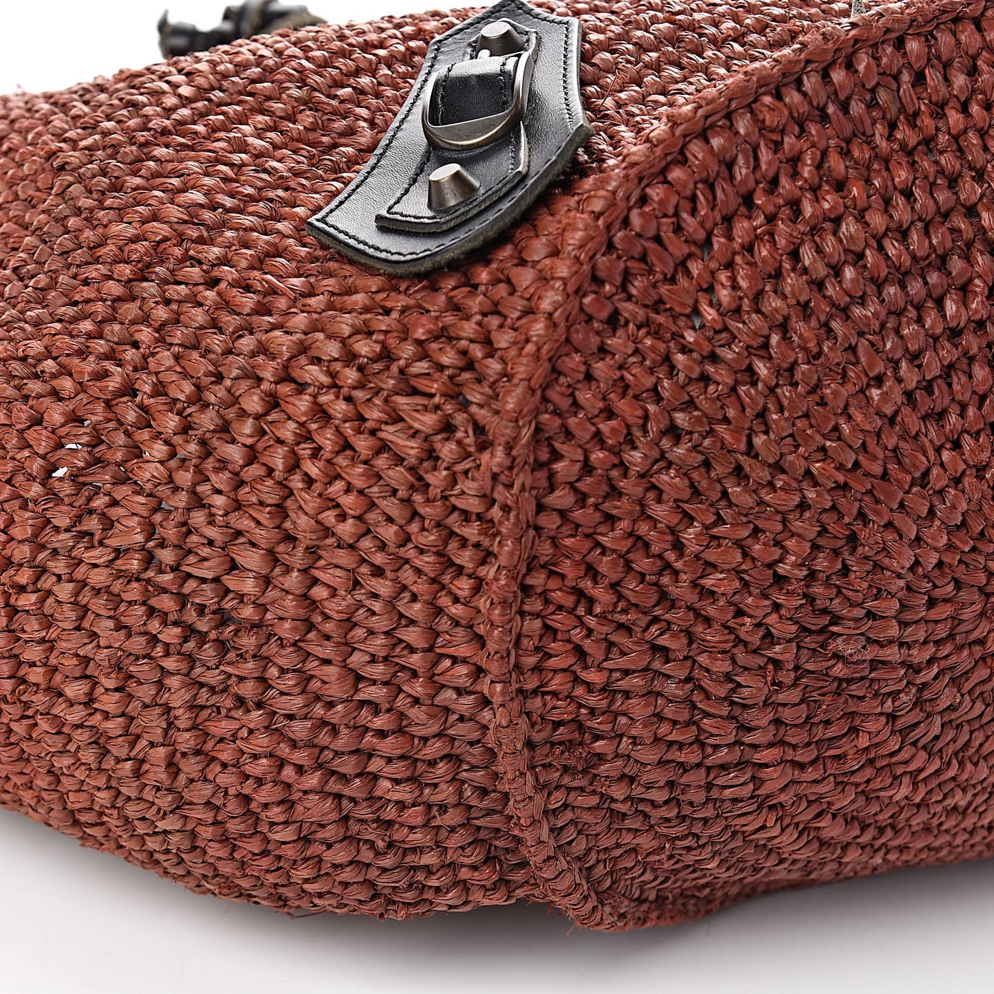 Raffia Woven Large Tote Brown Black