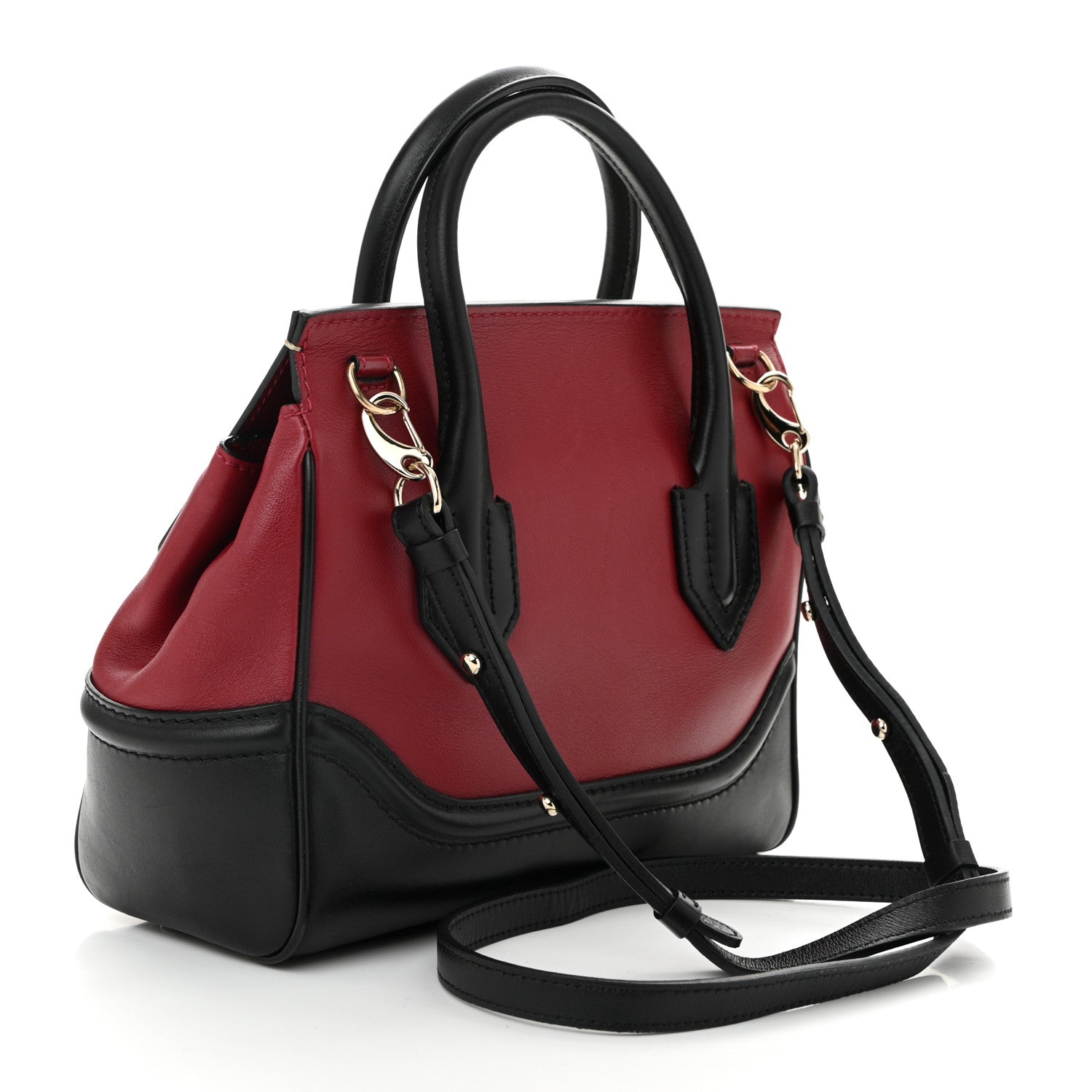 Versace Metallic Grained Calfskin Medium Palazzo Empire Bag Gold Red Black 3 of 10