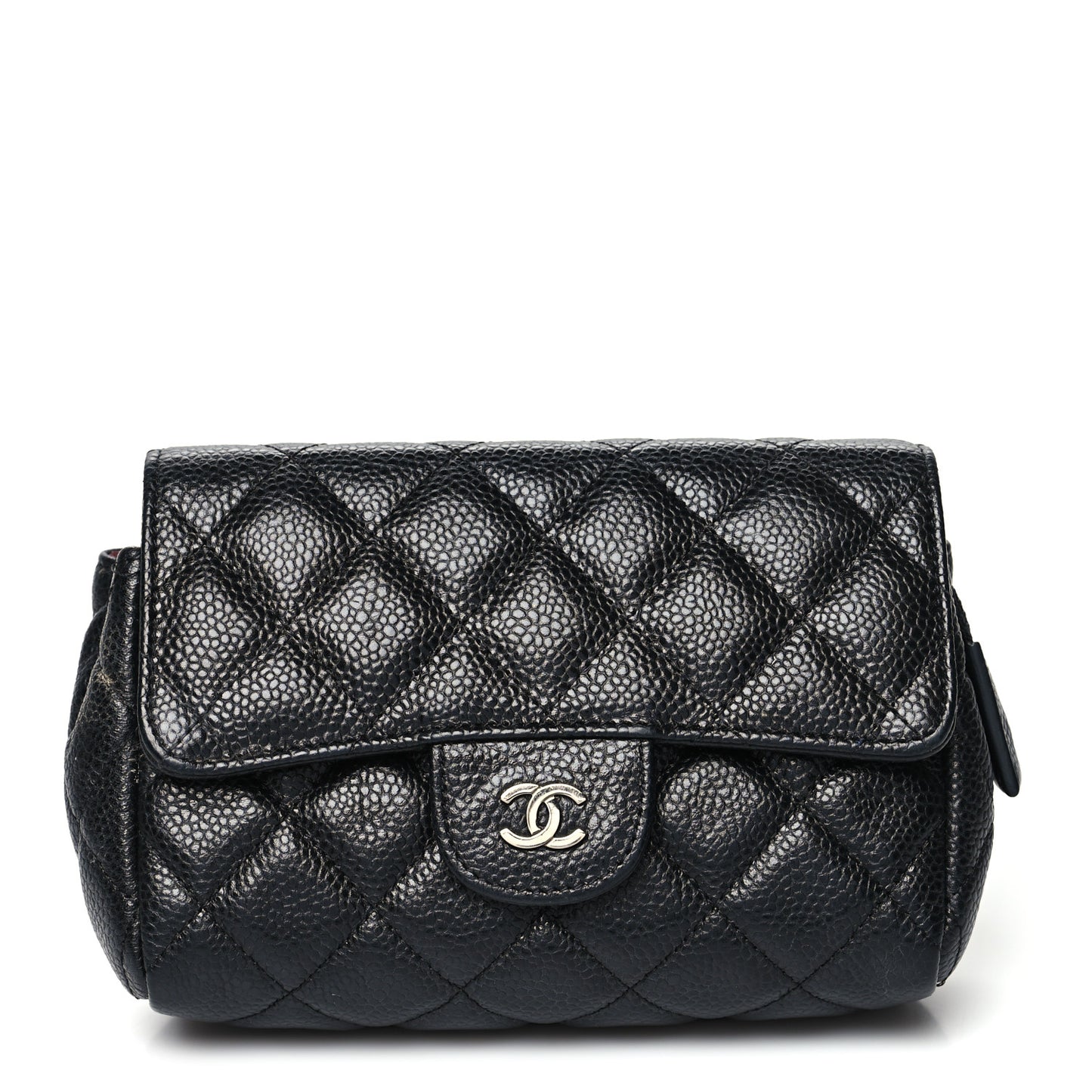 Caviar Quilted Flap Cosmetic Case Black