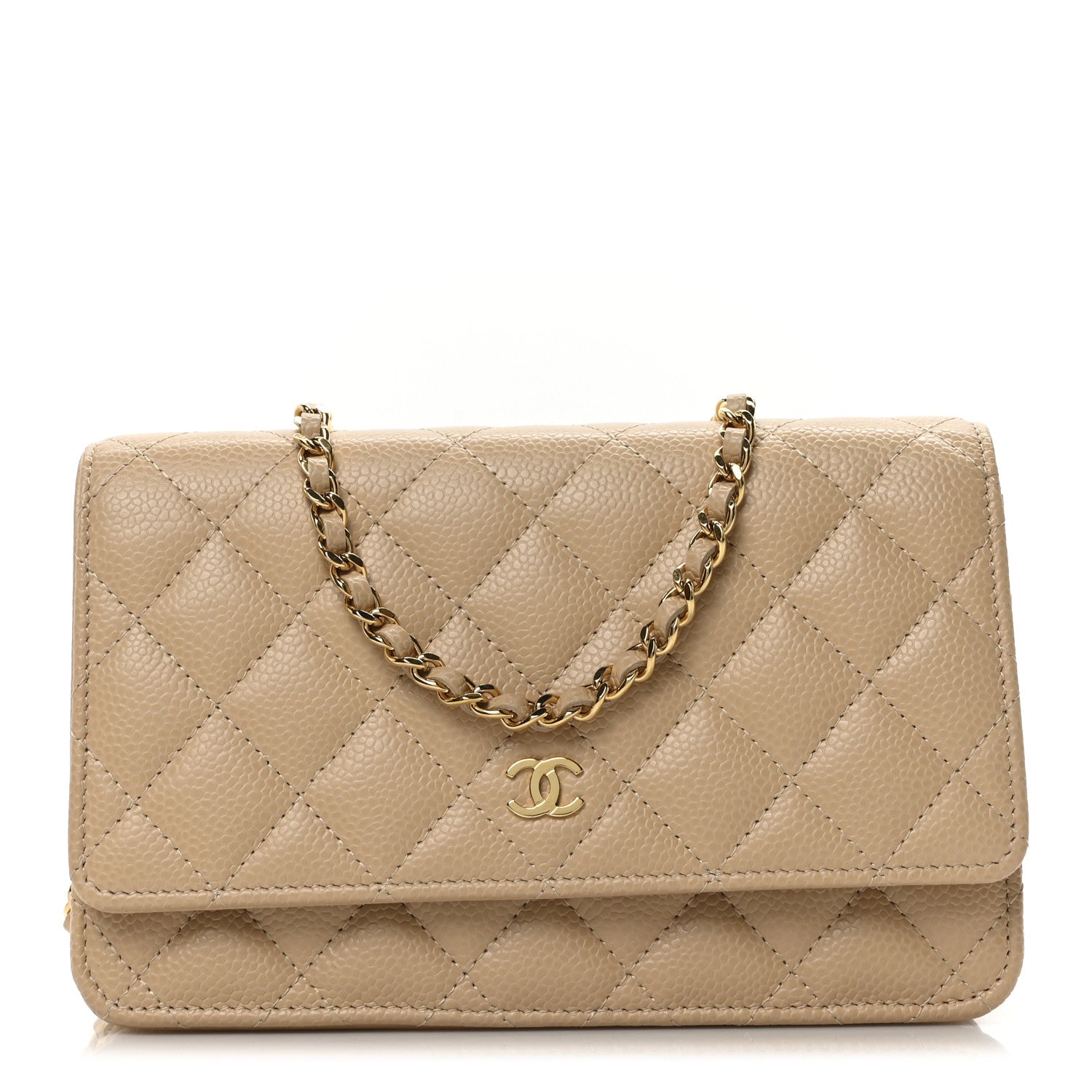 Chanel Caviar Quilted Wallet on Chain WOC Beige 1 of 12