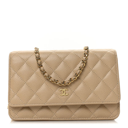 Chanel Caviar Quilted Wallet on Chain WOC Beige 1 of 12