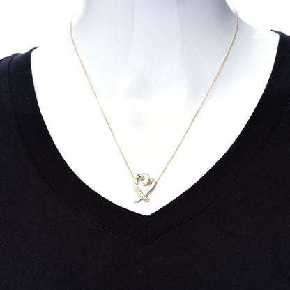 Tiffany 18K Yellow Gold Diamond Large Paloma Picasso Loving Heart Pendant Necklace 2 of 7