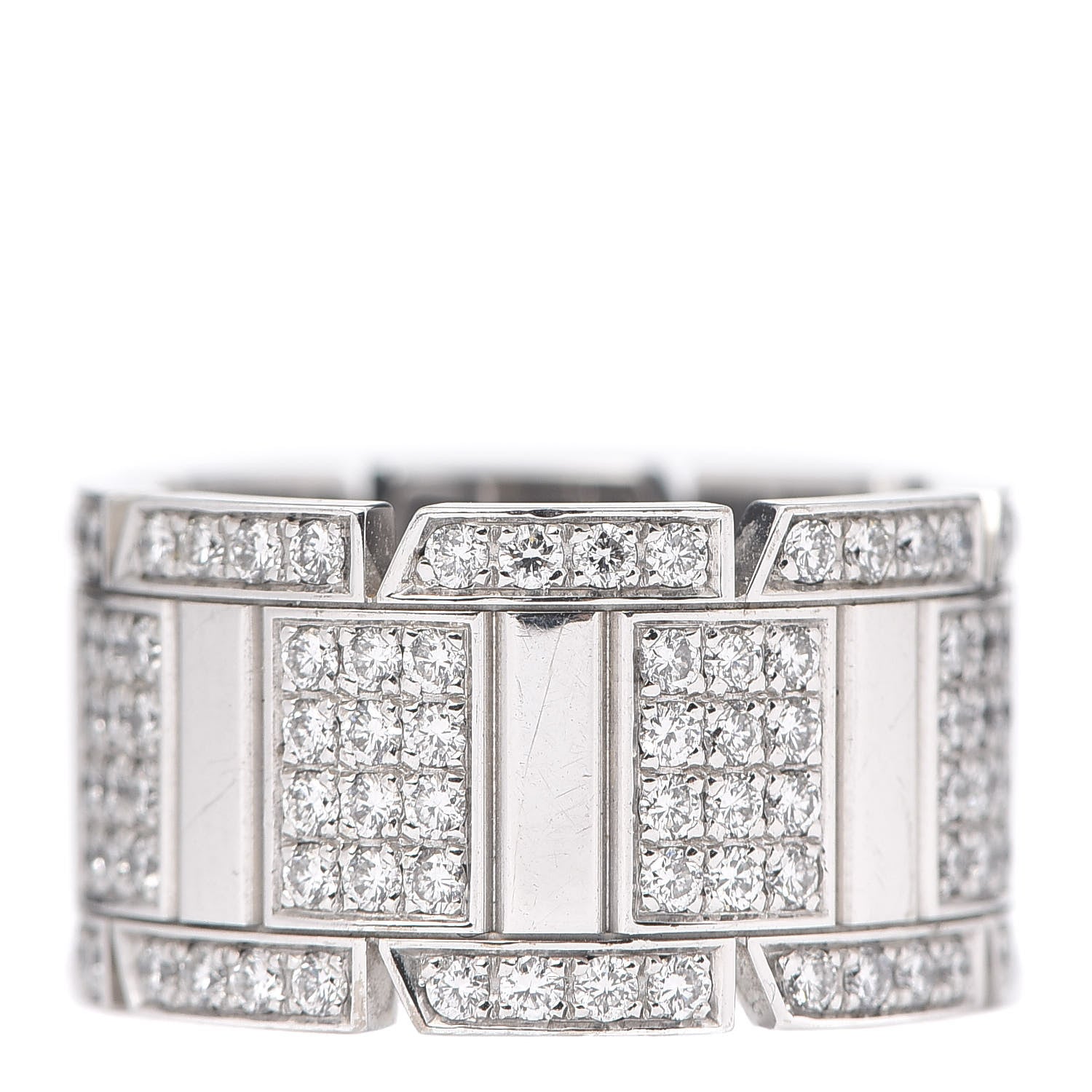 Cartier 18K White Gold Diamond Tank Francaise Ring 52 6 1 of 4