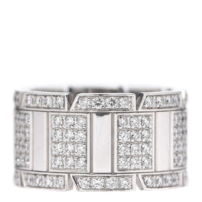 Cartier 18K White Gold Diamond Tank Francaise Ring 52 6 1 of 4