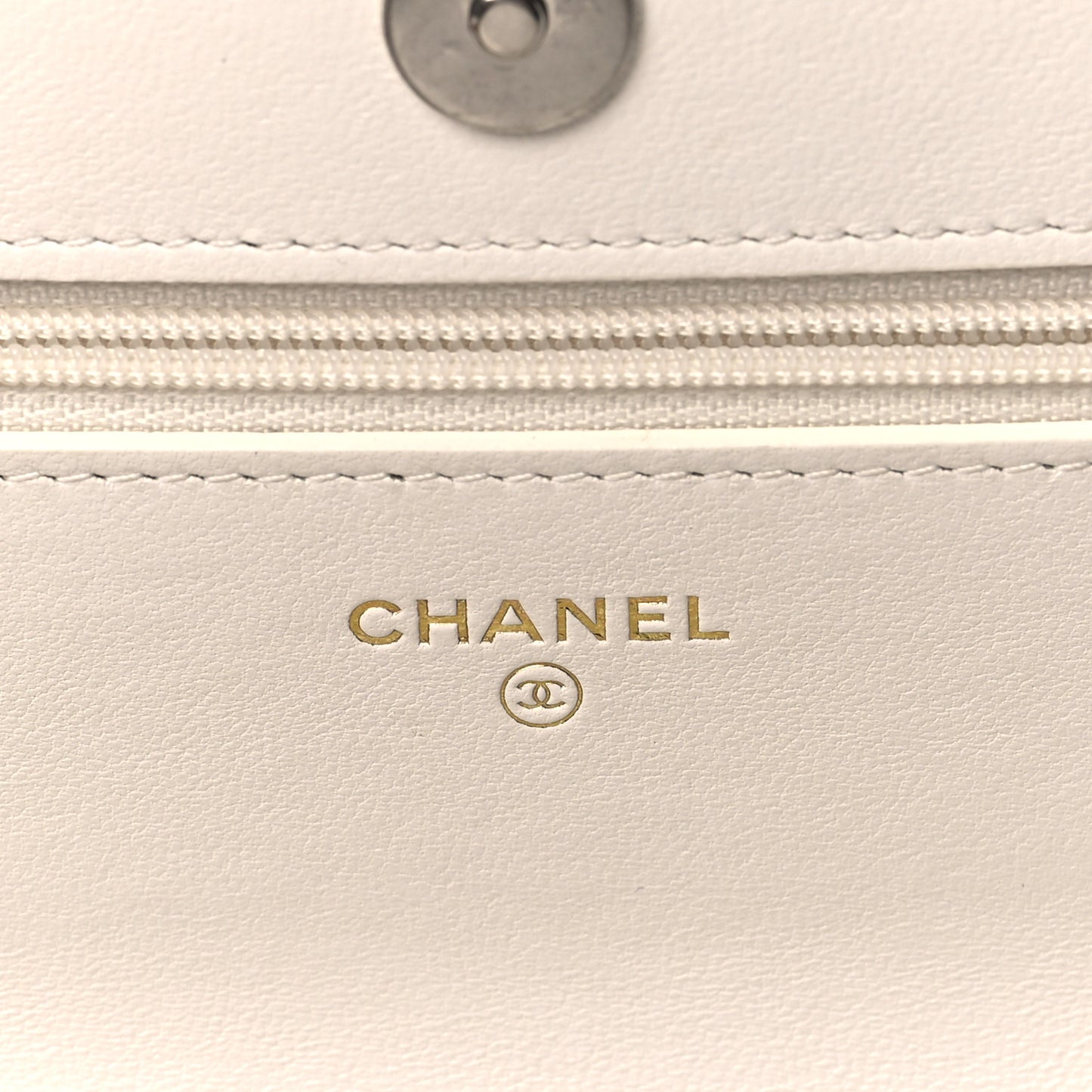 Lambskin Quilted Chanel 19 Wallet On Chain WOC White
