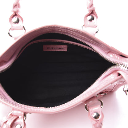 Balenciaga Patent Crocodile Embossed Classic Silver Hardware Nano City Light Pink 5 of 11