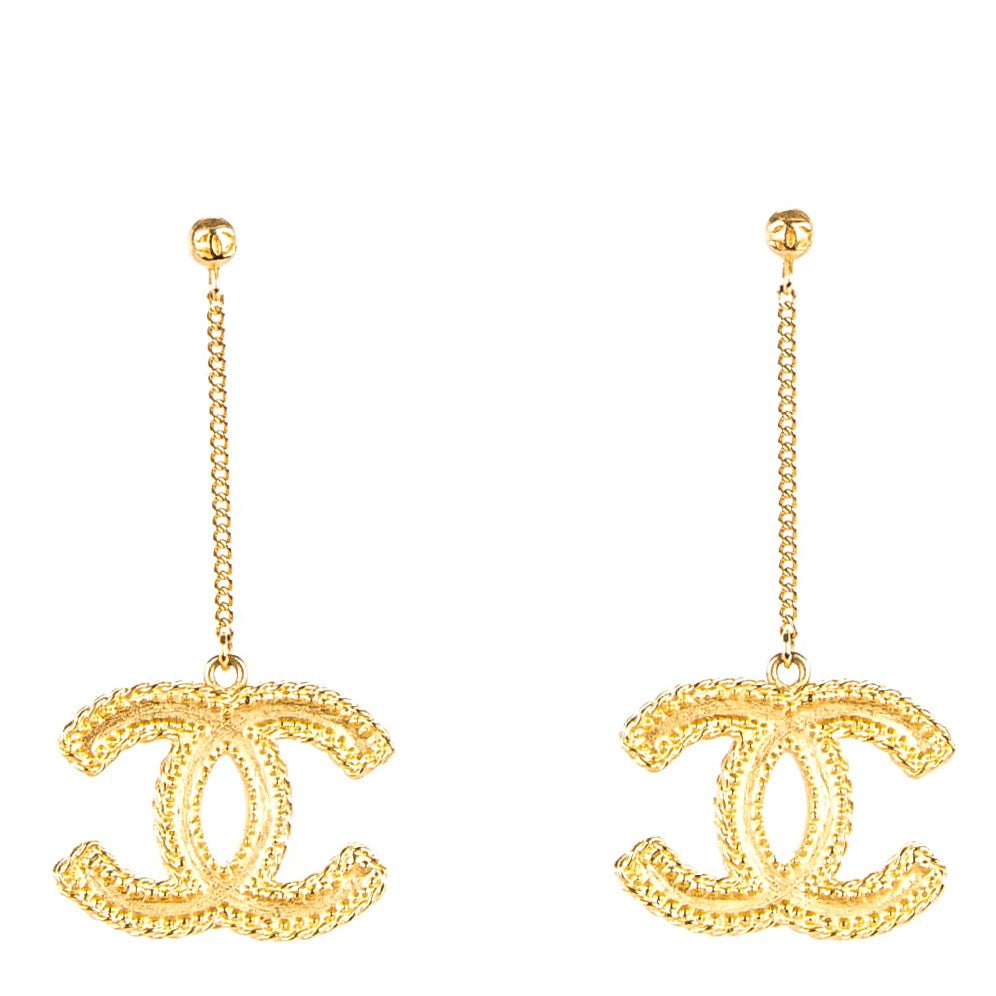 Chanel CC Drop Earrings Matte Gold 1 of 5