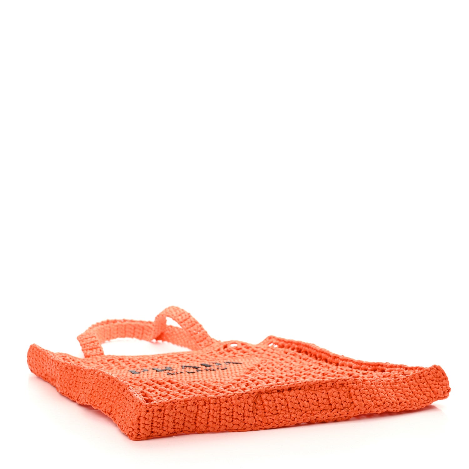 Prada Yarn Raffia Effect Crochet Logo Embroidered Tote Bag Arancio 4 of 9