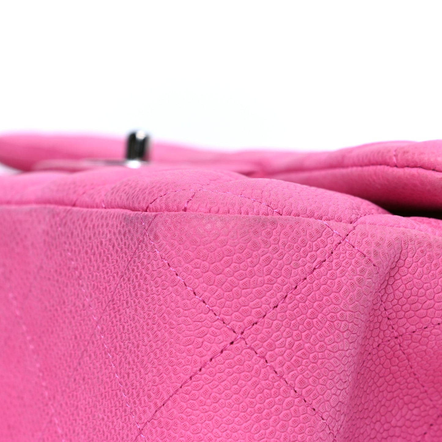 Iridescent Caviar Quilted Jumbo Double Flap Pink