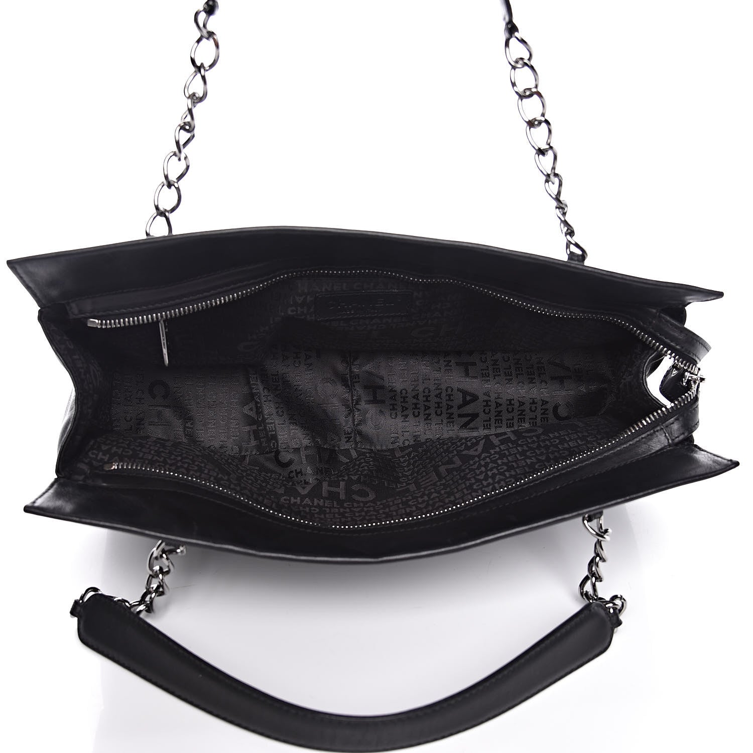 Chanel Calfskin Vertical Quilted Lax East West Shoulder Bag Black 5 of 9