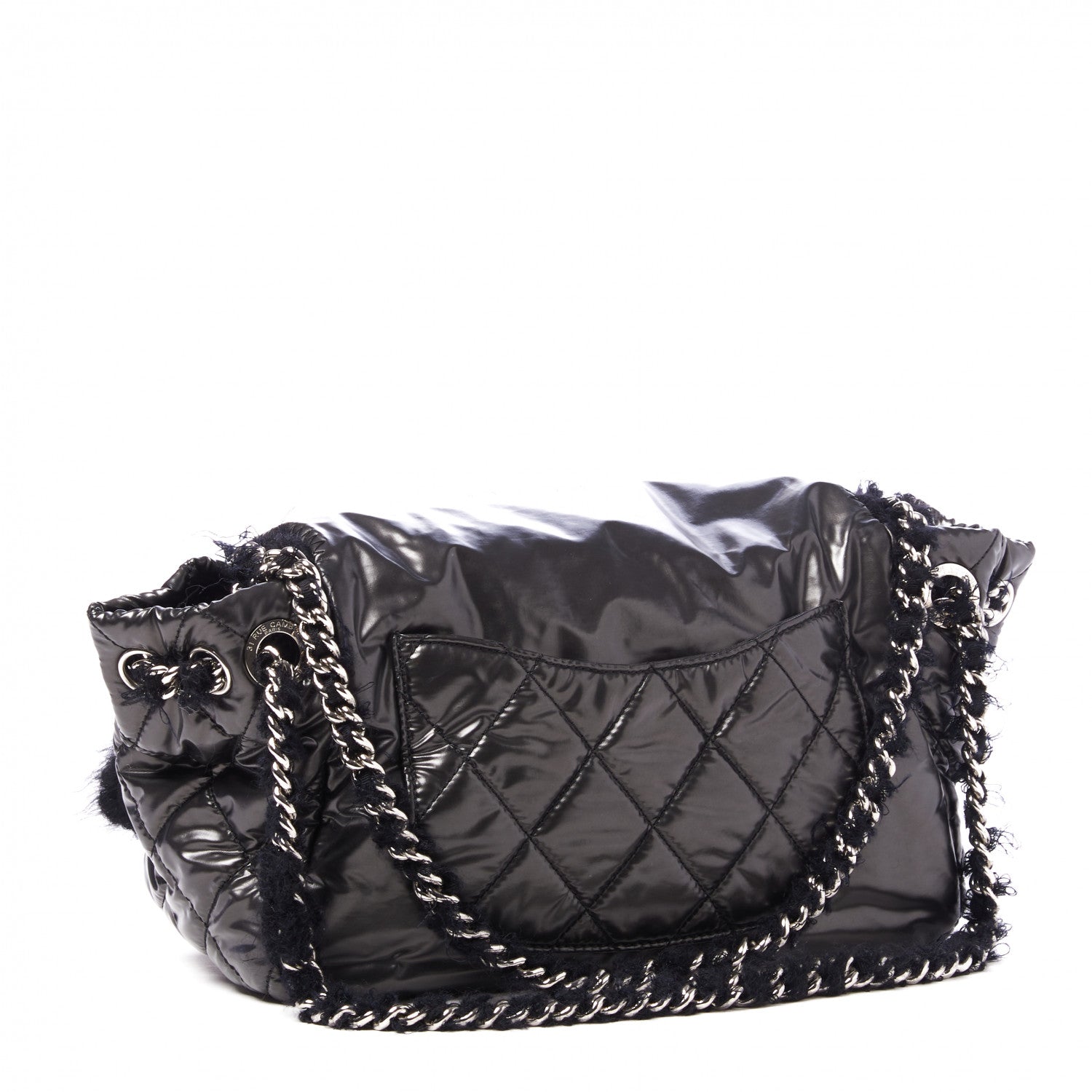 Chanel Vinyl Mohair Trimmed Accordion Arctic Polar Ice Flap Black 2 of 8