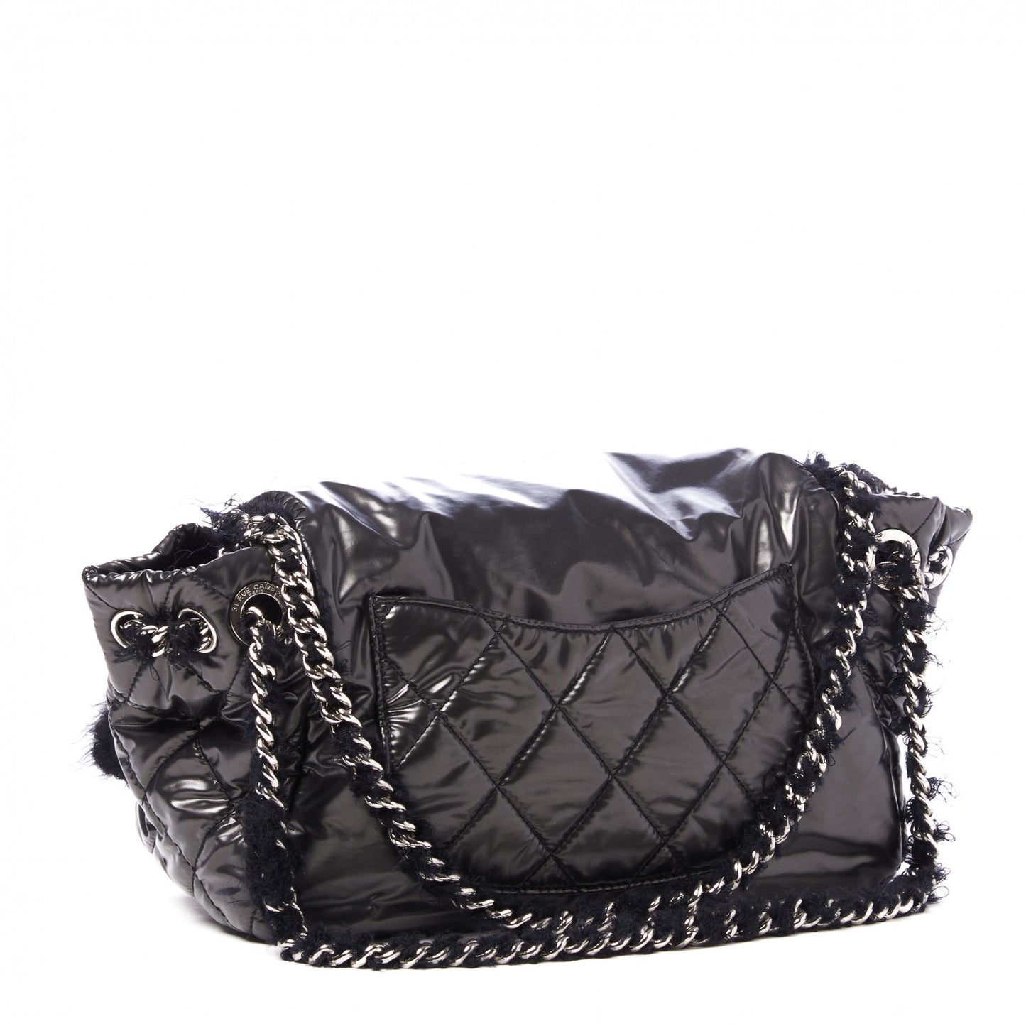 Vinyl Mohair Trimmed Accordion Arctic Polar Ice Flap Black