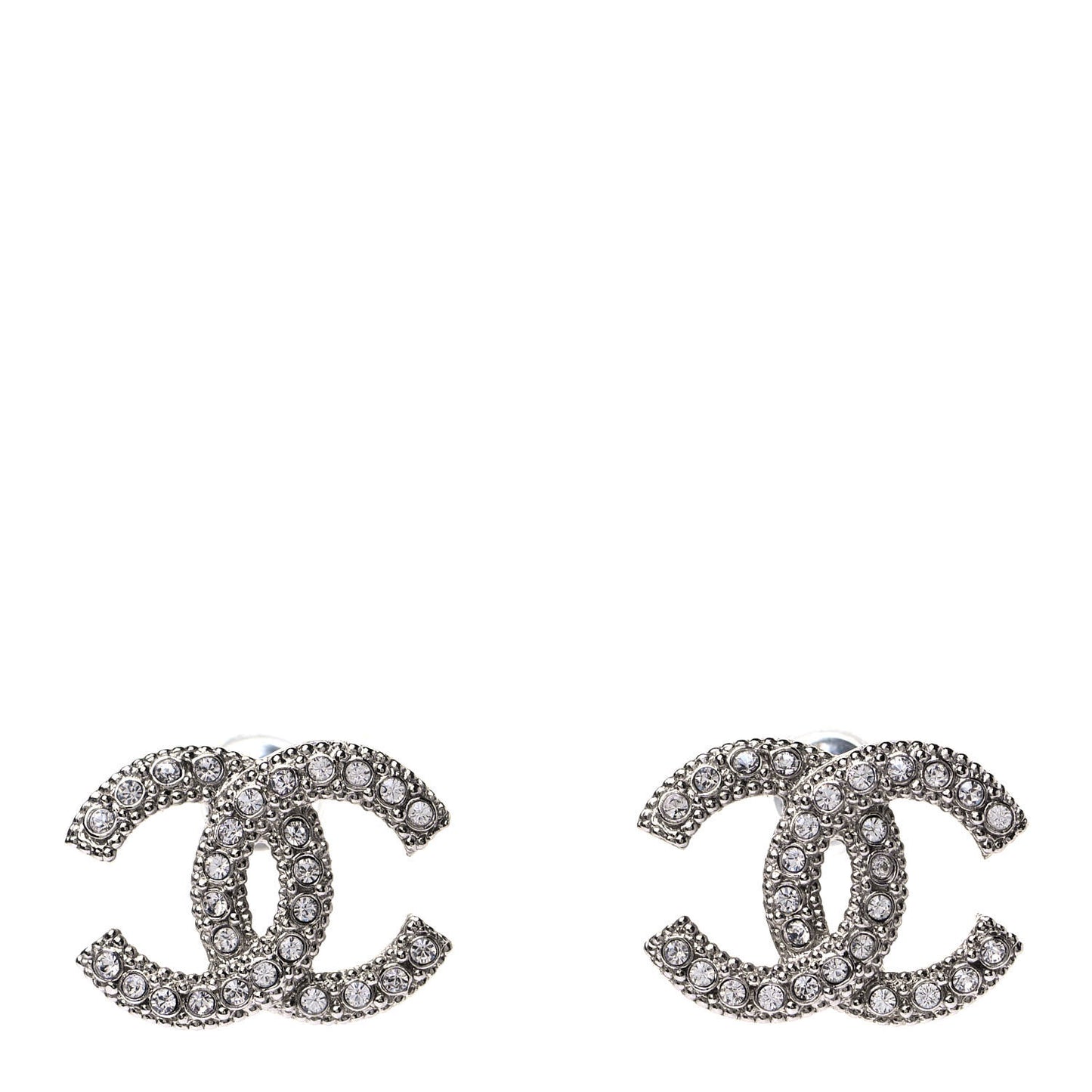 Crystal CC Coco Flapper Earrings Silver