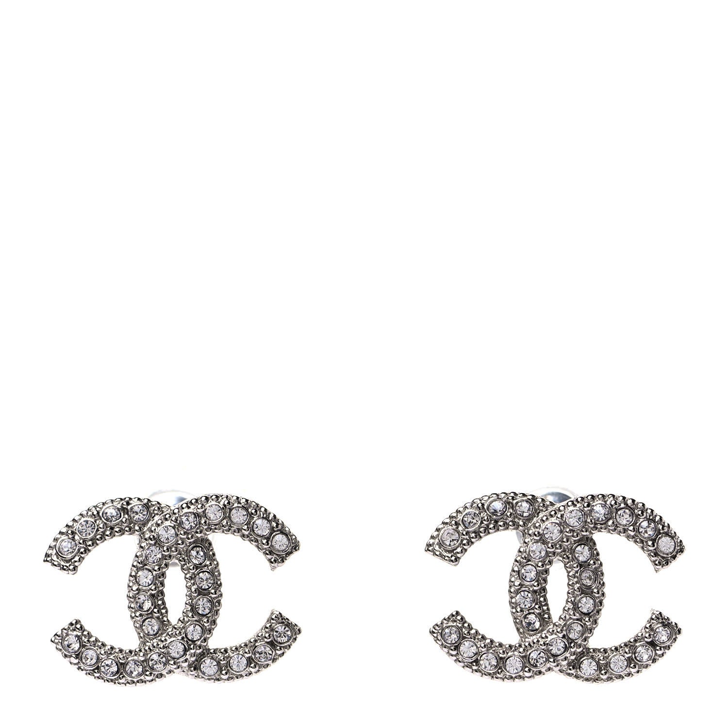Chanel Crystal CC Coco Flapper Earrings Silver 1 of 4