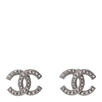 Chanel Crystal CC Coco Flapper Earrings Silver 1 of 4