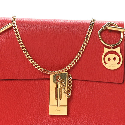 Chloe Grained Lambskin Drew Shoulder Bag Plaid Red 7 of 10