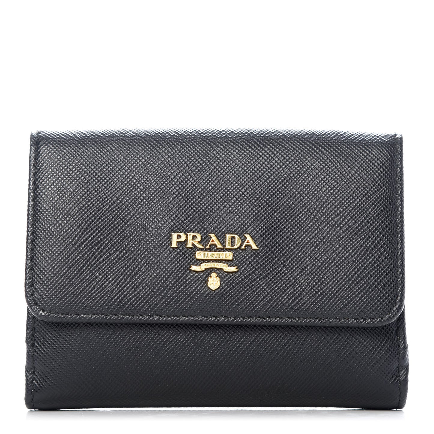 Saffiano Multicolor Compact Flap Wallet Black Ibisco