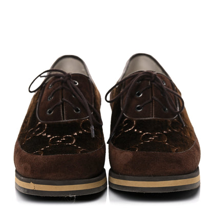 Gucci Velvet GG Monogram Thompson Derby Loafers 38 Vintage Cocoa Brown 2 of 10