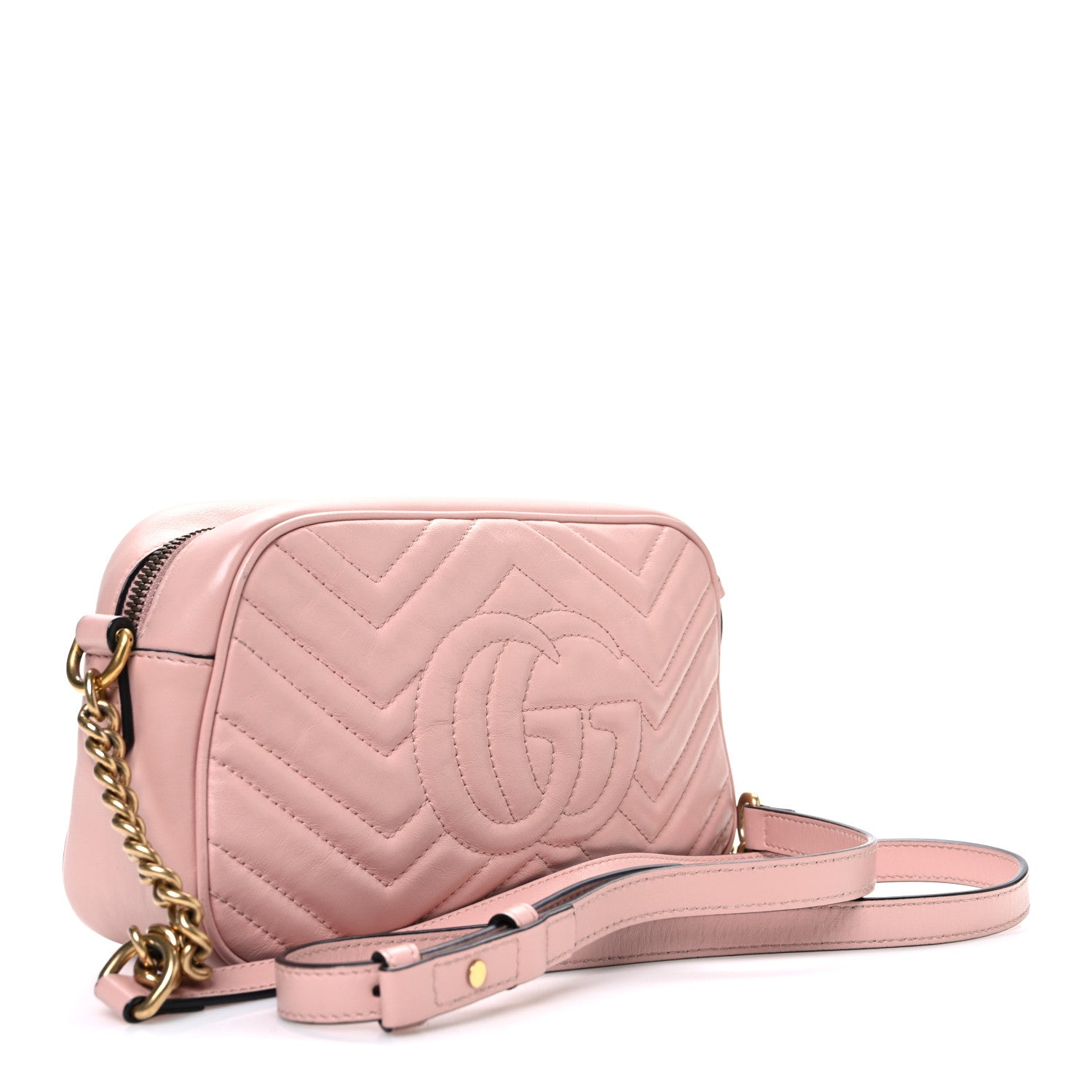 Gucci Calfskin Matelasse Small GG Marmont Chain Shoulder Bag Perfect Pink 3 of 12
