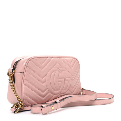 Gucci Calfskin Matelasse Small GG Marmont Chain Shoulder Bag Perfect Pink 3 of 12