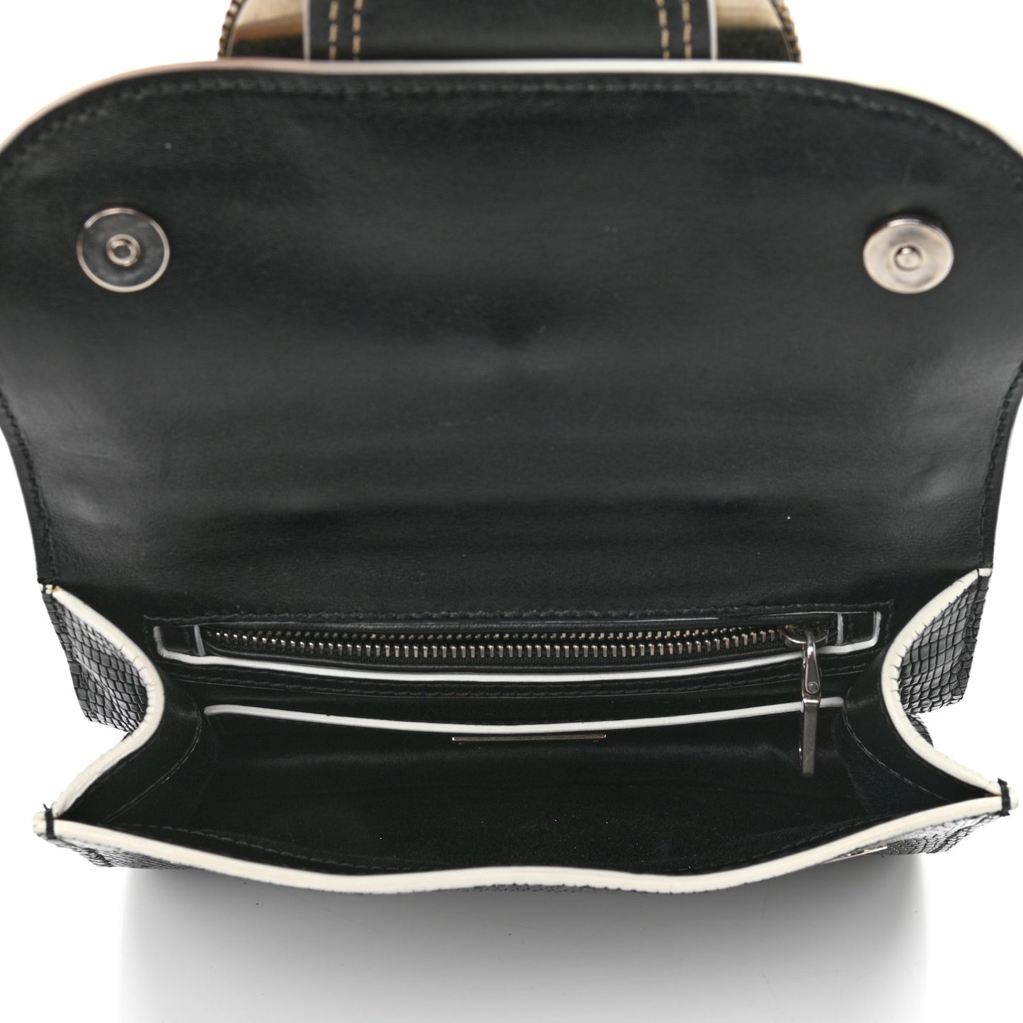 Embossed Lizard Calfskin Crystal Embellished Saint Lucertola Shoulder Bag Black