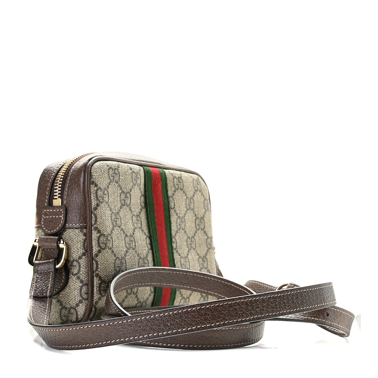 Gucci GG Supreme Monogram Web Mini Ophidia Shoulder Bag Brown 3 of 9