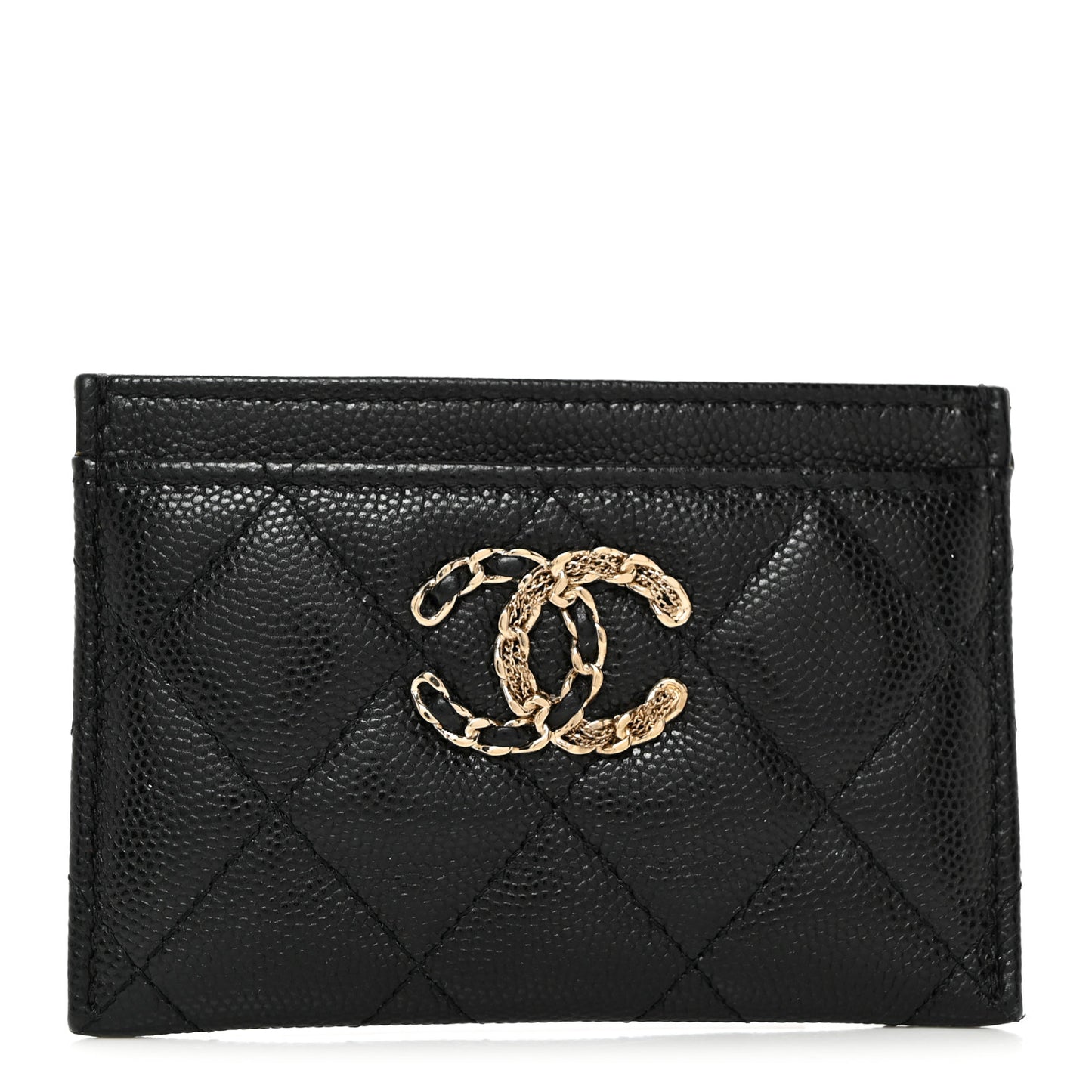 Caviar Quilted French New Wave Card Holder Black
