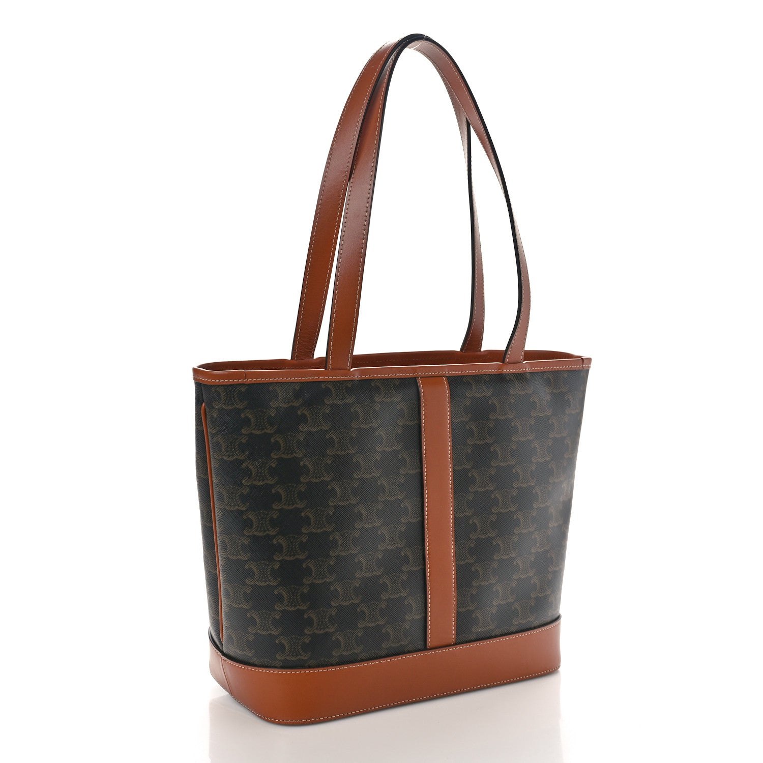 Celine Triomphe Canvas Calfskin Small Cabas Bag Tan 1512888