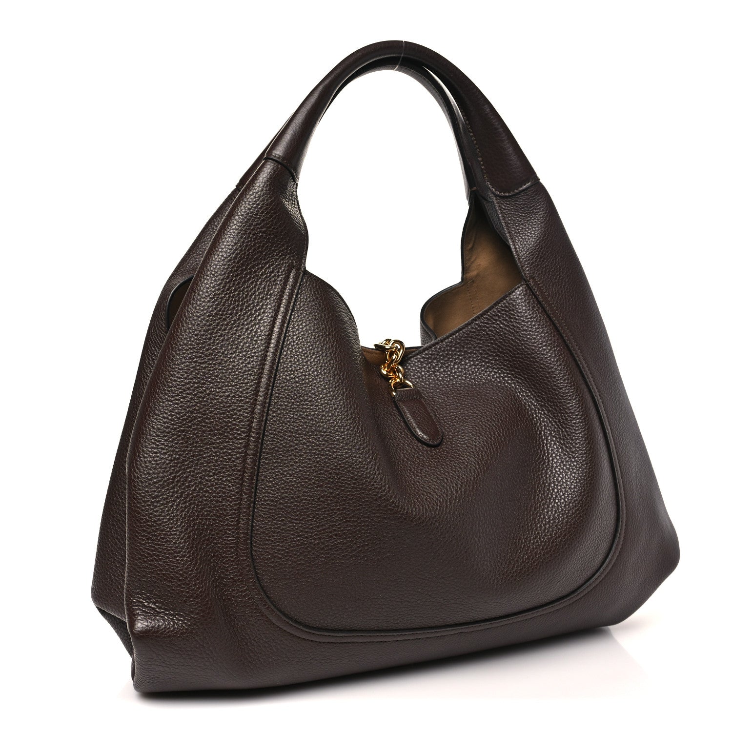 Gucci Grained Calfskin Softbit Maxi Shoulder Bag Dark Brown 4 of 10