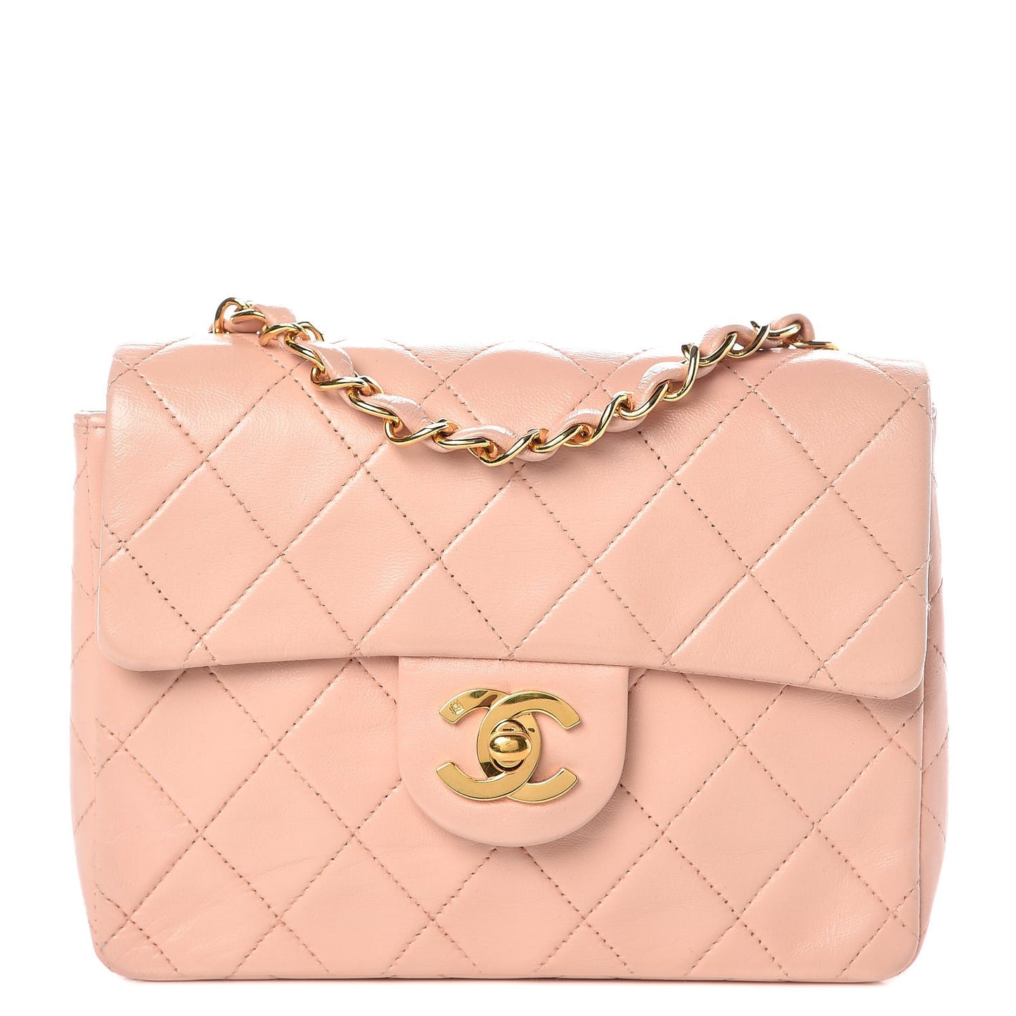 Lambskin Quilted Mini Square Flap Pink