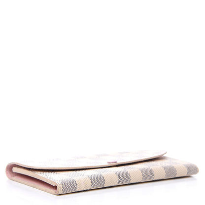 Louis Vuitton Damier Azur Emilie Wallet Rose Ballerine 4 of 11