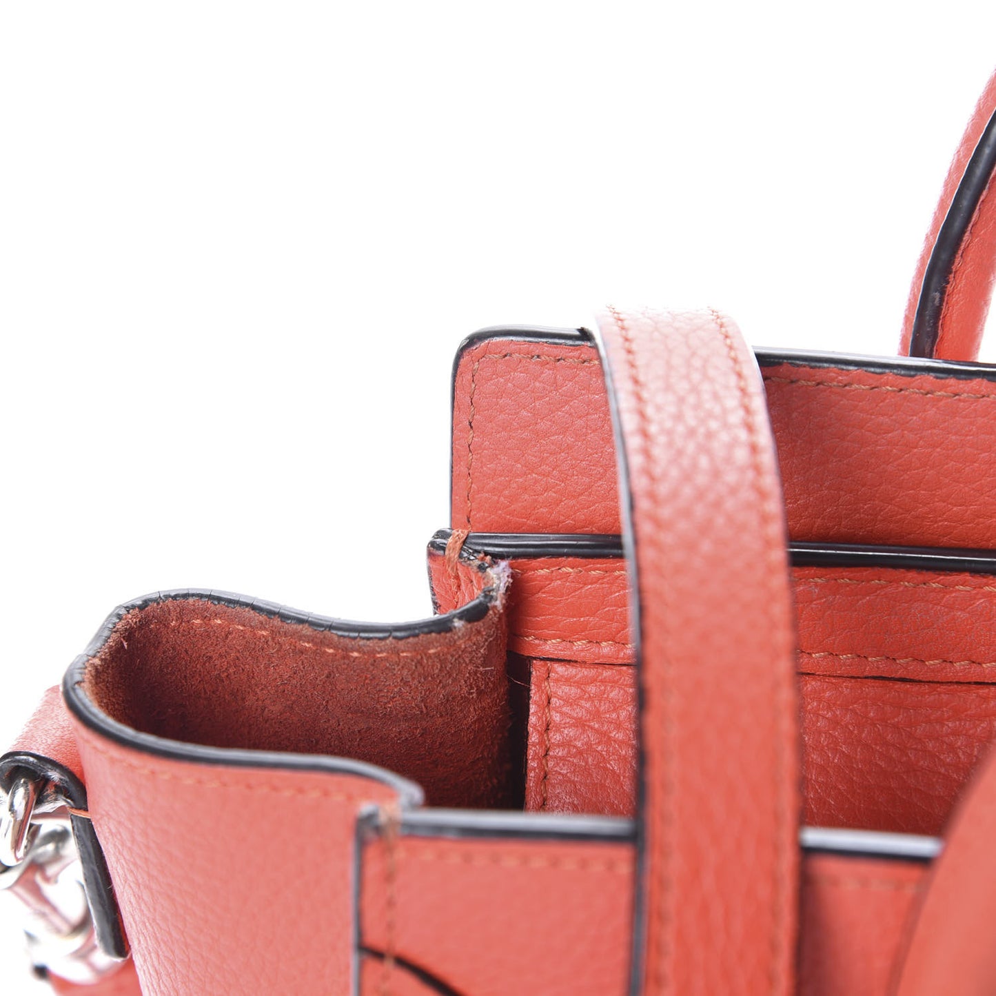 Drummed Calfskin Nano Luggage Vermillion