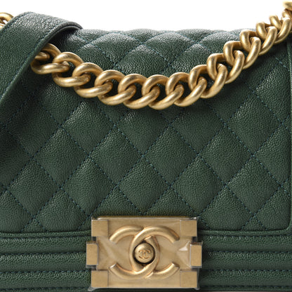 Chanel Caviar Quilted Small Boy Flap Green 11 of 12