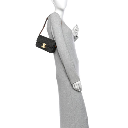 Celine Canvas Calfskin Triomphe Shoulder Bag Tan 2 of 12