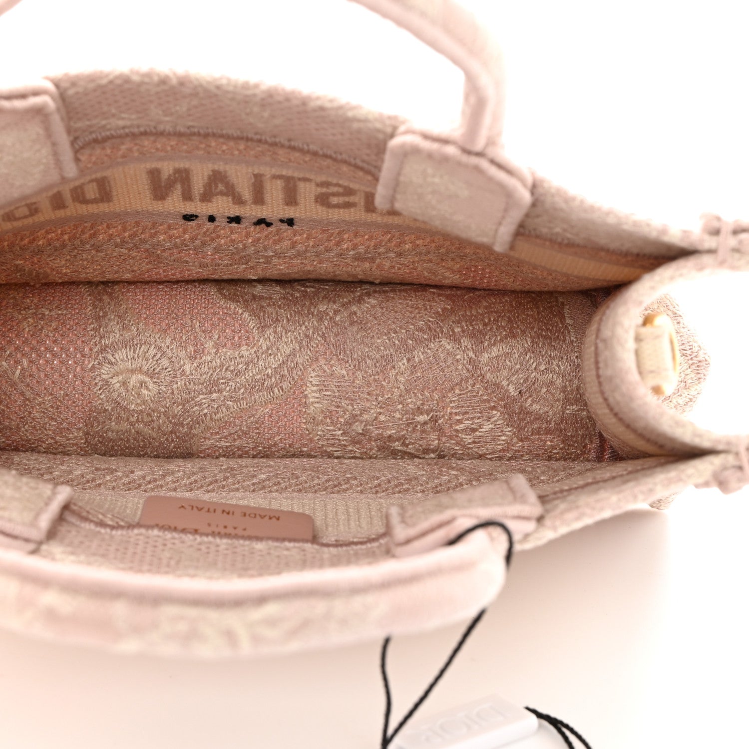 Christian Dior Canvas Embroidered Toile De Jouy Reverse Mini Book Tote With Strap Rose Multicolor 5 of 10