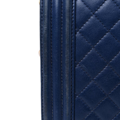 Chanel Lambskin Quilted New Medium Boy Flap Dark Blue 15 of 18
