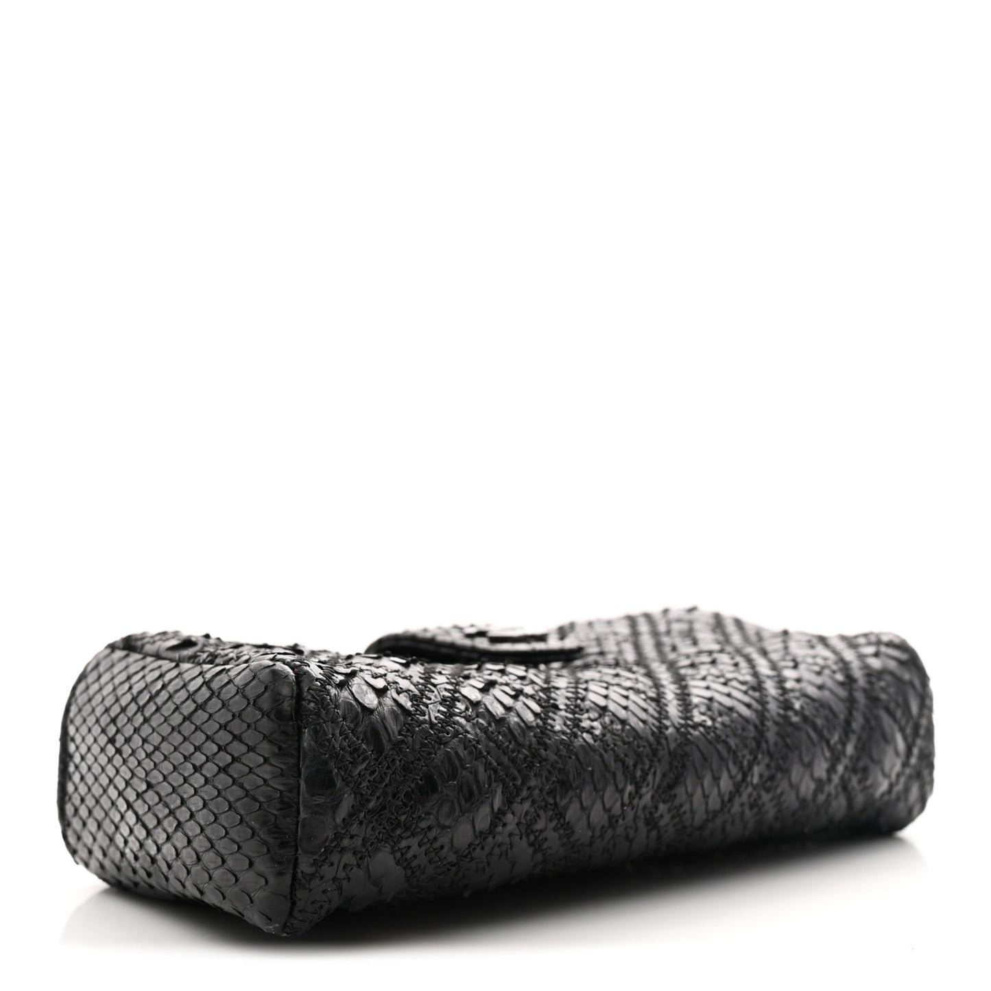 Snakeskin Quilted Phone Holder Clutch Black