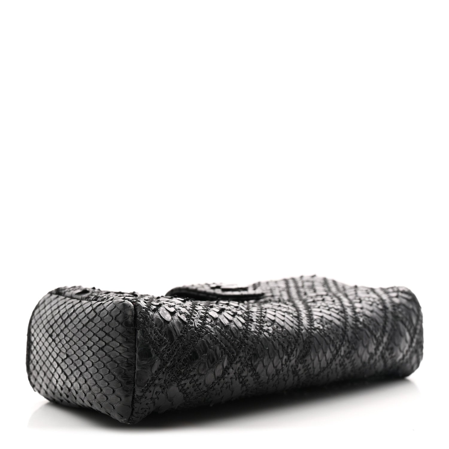 Chanel Snakeskin Quilted Phone Holder Clutch Black 4 of 13