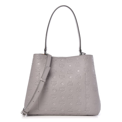 MCM Calfskin Ottomar Monogram Sarah Convertible Hobo Dove 1 of 9