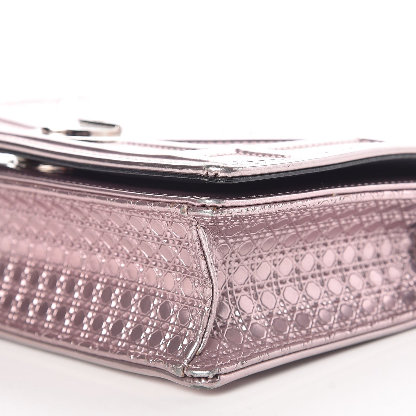 Metallic Patent Micro-Cannage Mini Diorama Flap Bag Hyper Pink