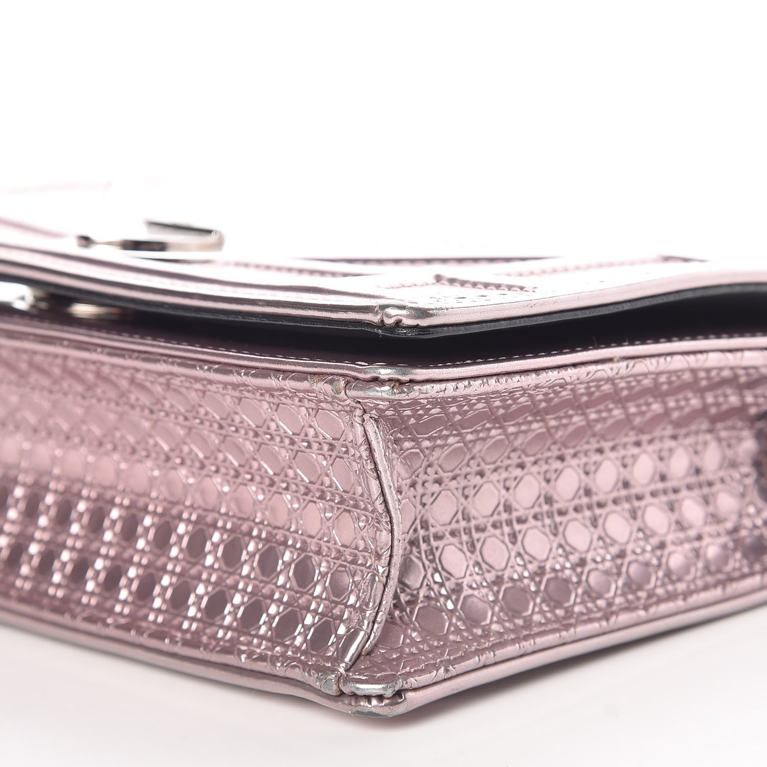 Christian Dior Metallic Patent Micro-Cannage Mini Diorama Flap Bag Hyper Pink 9 of 14