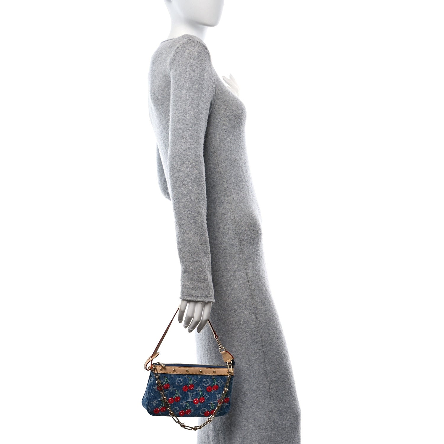 Louis Vuitton LV X TM Monogram Denim Cerises Pochette Accessories Blue 3 of 10