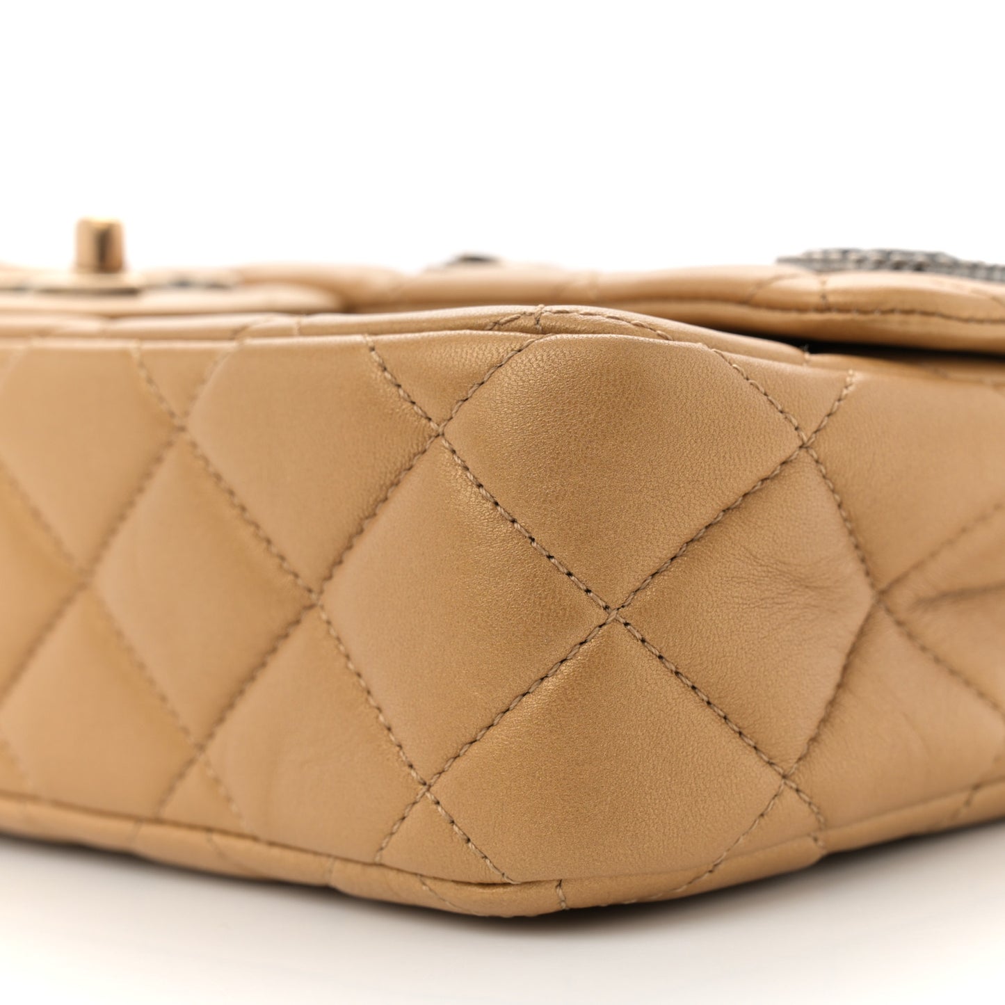 Metallic Lambskin Quilted Medium Medallion Flap Gold