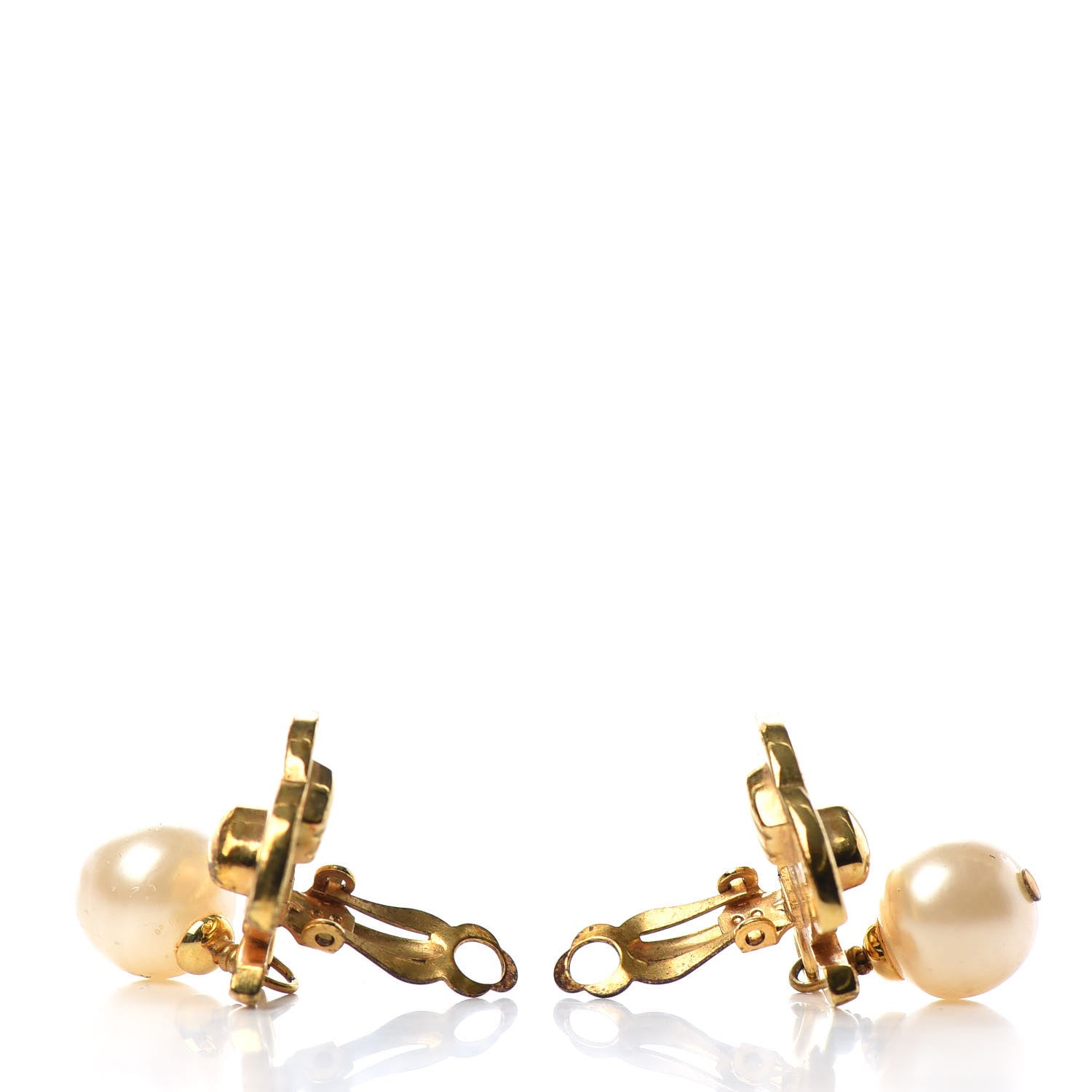 Chanel Pearl CC Turnlock Drop Clip On Earrings Gold 3 of 4