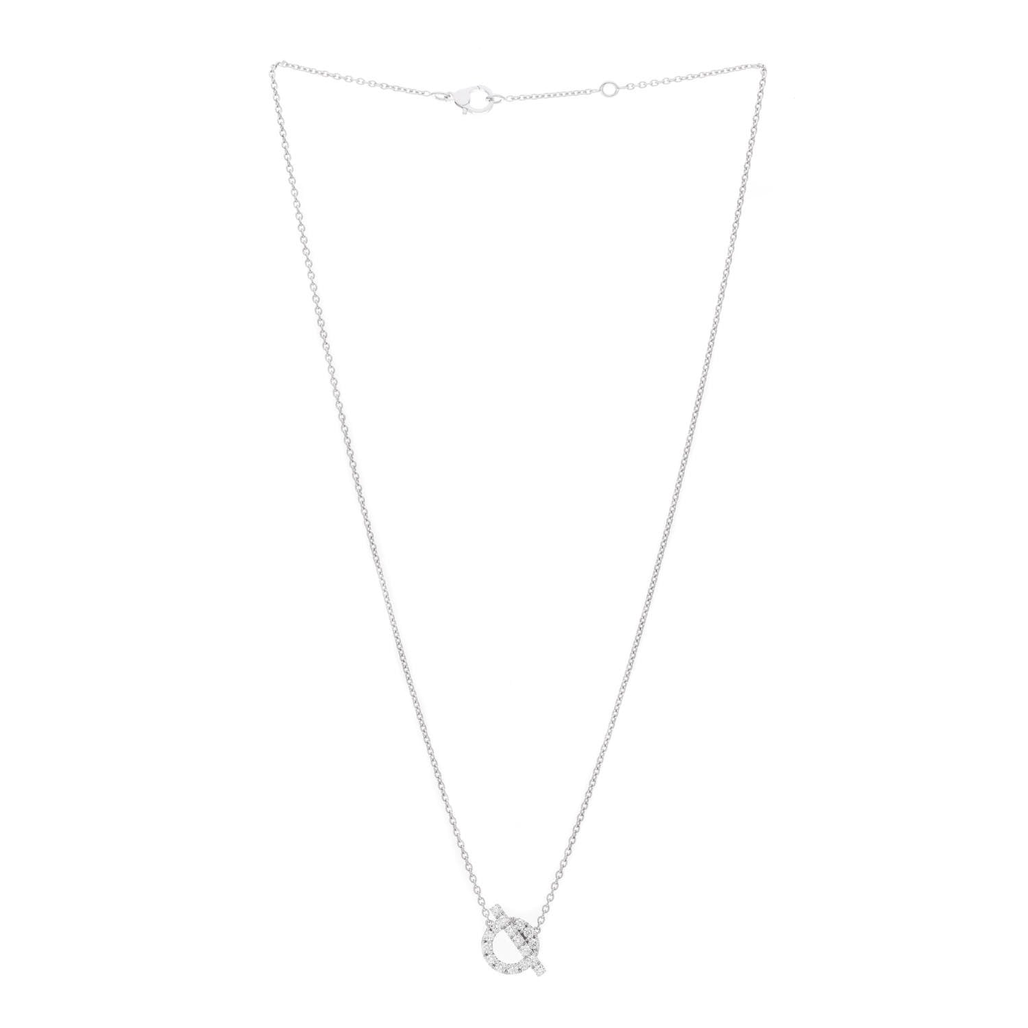 Hermes 18K White Gold Diamond Finesse Pendant Necklace 2 of 3