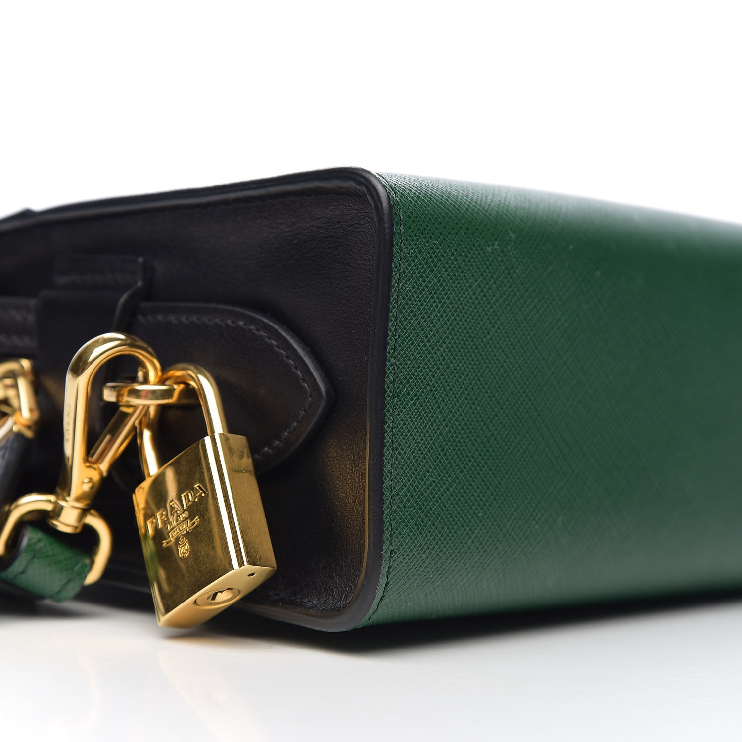 Prada Saffiano City Calfskin Esplanade Crossbody Bag Biliardo Black 6 of 8
