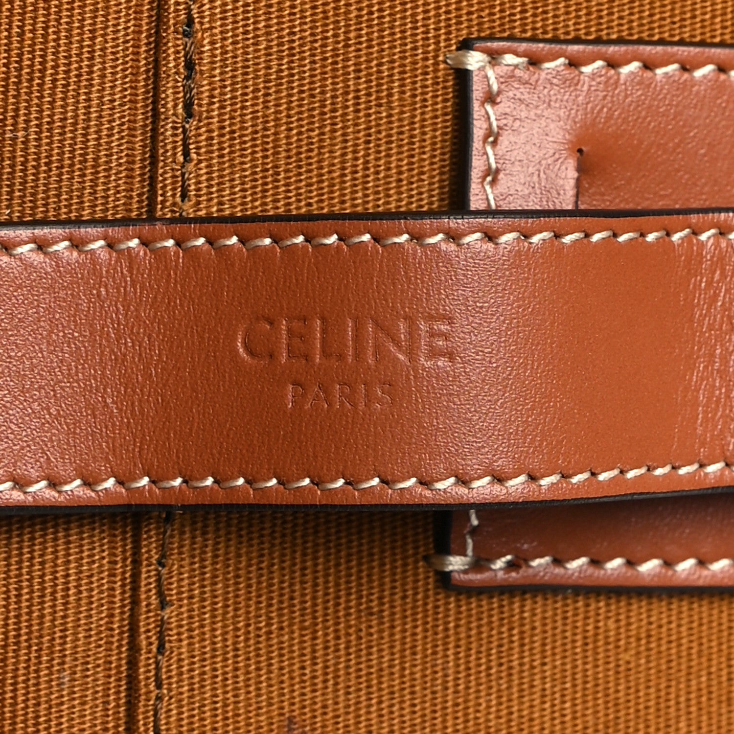 Celine Triomphe Canvas Calfskin Large Top Handle Toiletry Case Tan 6 of 11