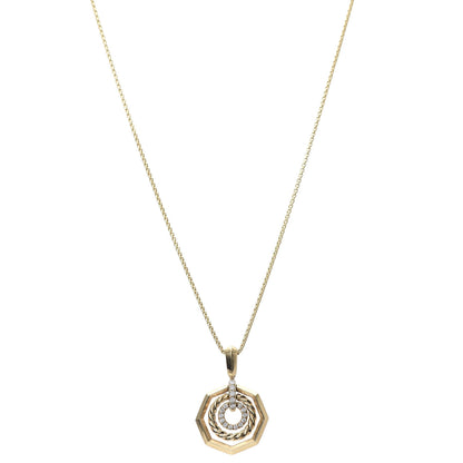 David Yurman 18K Yellow Gold Diamond 16mm Stax Pendant Necklace 1 of 5